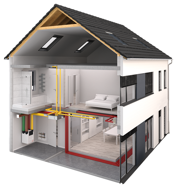 Schema kontrollierte  Wohnraumlüftung